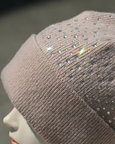 Pink beanie with rhinestones